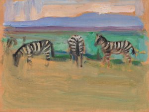 Zebras by Akseli Gallen-Kallela Oil Painting