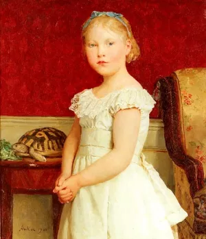 Bildnis Dora Luthy, 1900 Oil painting by Albert Anker