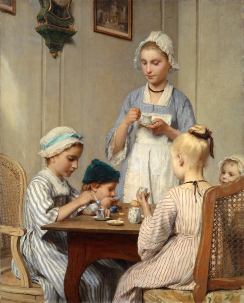 Main Product Photo of Children at Breakfast  Painting by Albert Anker