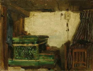 Corner Of A Room With Tiled Stove by Albert Anker Oil Painting