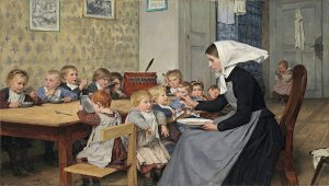 Die Kinderkrippe I by Albert Anker Oil Painting
