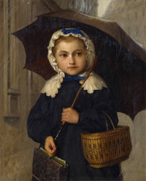 Louise Anker With An Umbrella by Albert Anker Oil Painting