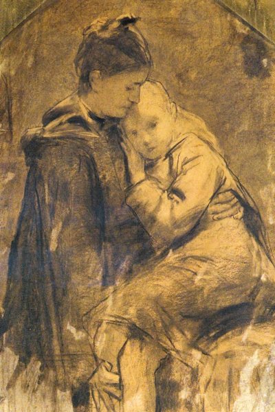 Main Product Photo of Mutter Und Kind Painting by Albert Anker