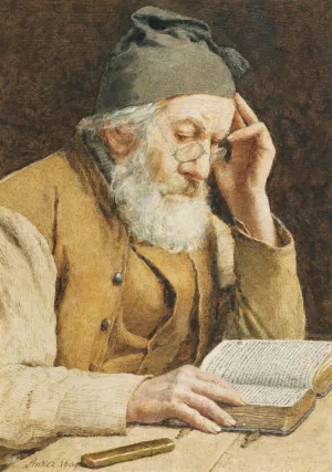 Old Man Reading by Albert Anker Oil Painting