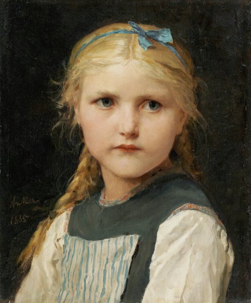 Main Product Photo of Portrait of a Girl Painting by Albert Anker