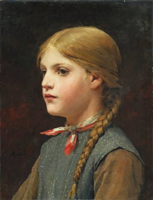 Portrait of a Girl by Albert Anker Oil Painting