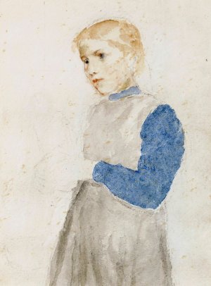 Study Of A Standing Girl by Albert Anker Oil Painting