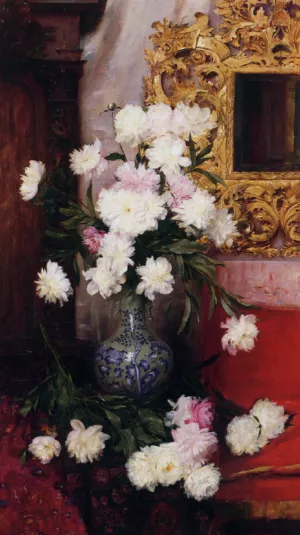 Vase de Pivoines by Albert Aublet Oil Painting
