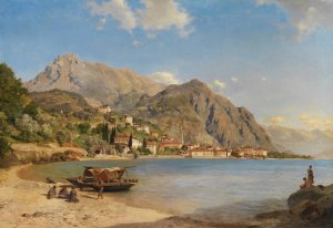 Am Ufer des Comer Sees by Albert August Zimmermann Oil Painting