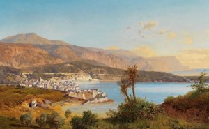 Blick uber die Bucht von Villefranche-sur-Mer by Albert August Zimmermann Oil Painting