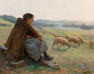 The shepherdess by Albert Baure Oil Painting