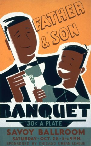 Father and son banquet Oil painting by Albert Bender