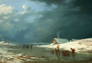 Winter out on the Islands by Albert Berg Oil Painting