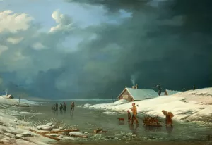 Winter out on the Islands by Albert Berg Oil Painting