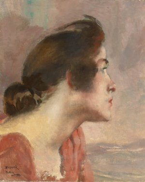 Head Of A Young Girl by Albert Besnard Oil Painting