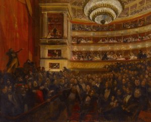 La premiere d'Hernani. Avant la bataille by Albert Besnard Oil Painting