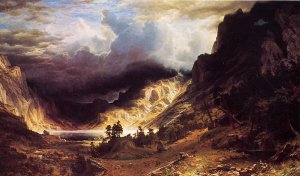 A Storm in the Rocky Mountains by Albert Bierstadt Oil Painting