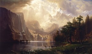 Among the Sierra Nevada, California by Albert Bierstadt Oil Painting