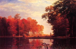 Autumn Woods by Albert Bierstadt Oil Painting