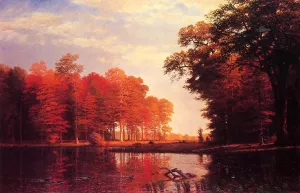 Autumn Woods by Albert Bierstadt - Oil Painting Reproduction