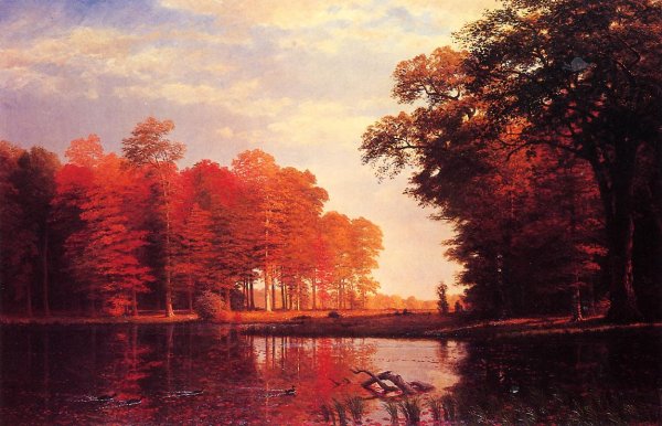 Main Product Photo of Autumn Woods Painting by Albert Bierstadt