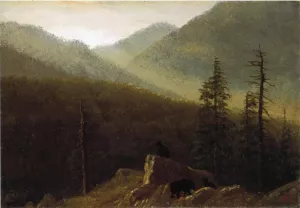 Bears in the Wilderness by Albert Bierstadt Oil Painting