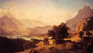 Bernese Alps, as Seen Near Kusmach by Albert Bierstadt - Oil Painting Reproduction