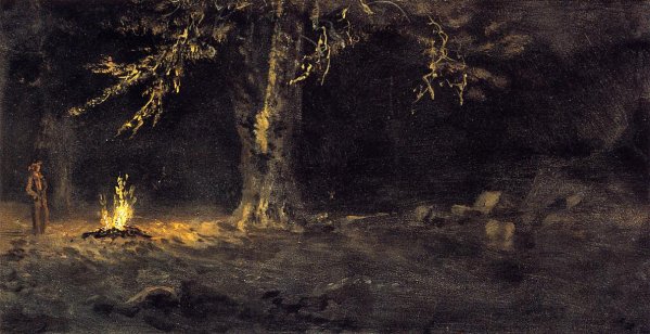 Main Product Photo of Campfire, Yosemite Valley Painting by Albert Bierstadt