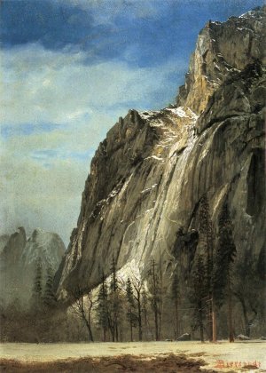 Cathedral Rocks, A Yosemite View by Albert Bierstadt Oil Painting