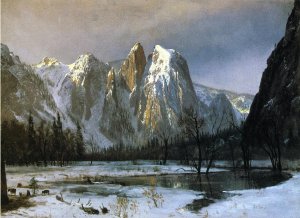 Cathedral Rocks, Yosemite Valley, California by Albert Bierstadt Oil Painting