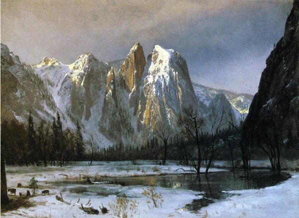 Main Product Photo of Cathedral Rocks, Yosemite Valley, California Painting by Albert Bierstadt