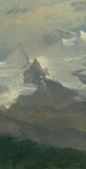 Cloud Study with Mountain Peaks by Albert Bierstadt Oil Painting