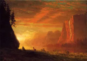 Deer at Sunset painting by Albert Bierstadt