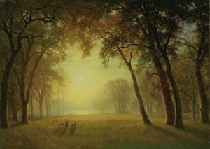 Deer in a Clearing, Yosemite by Albert Bierstadt Oil Painting
