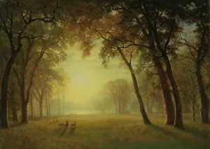 Deer in a Clearing, Yosemite by Albert Bierstadt Oil Painting