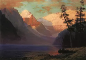 Evening Glow, Lake Louise by Albert Bierstadt - Oil Painting Reproduction