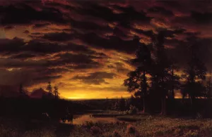 Evening on the Prarie by Albert Bierstadt Oil Painting