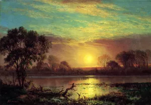 Evening, Owens Lake, California by Albert Bierstadt - Oil Painting Reproduction