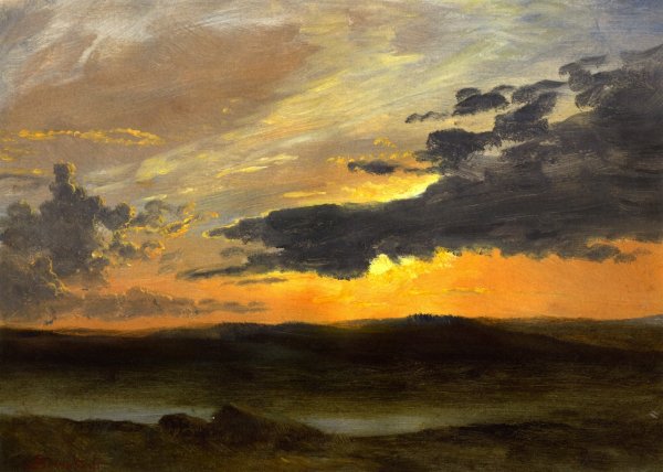 Main Product Photo of Evening Sunset Painting by Albert Bierstadt