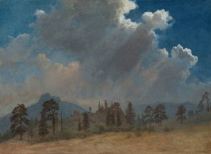 Fir Trees and Storm Clouds by Albert Bierstadt Oil Painting