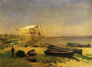 Fishing Station, Watch Hill by Albert Bierstadt Oil Painting