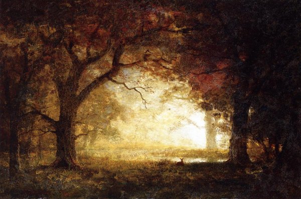 Forest Sunrise by Albert Bierstadt - Hand-Painted Oil Painting Reproduction