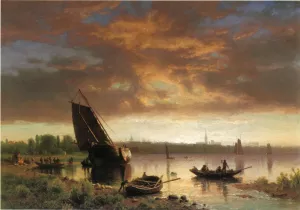 Harbor Scene also known as Potential by Albert Bierstadt - Oil Painting Reproduction