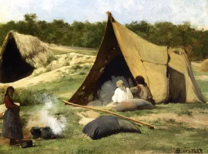 Indian Camp by Albert Bierstadt Oil Painting