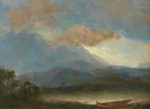 Indian Canoe at Lakeside by Albert Bierstadt Oil Painting