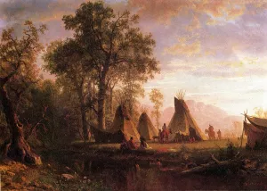 Indian Encampment, Late Afternoon painting by Albert Bierstadt