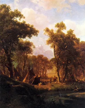 Indian Encampment, Shoshone Village by Albert Bierstadt Oil Painting