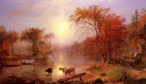 Indian Summer - Hudson River by Albert Bierstadt Oil Painting