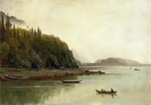 Indians Fishing by Albert Bierstadt - Oil Painting Reproduction
