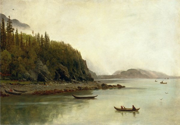 Main Product Photo of Indians Fishing Painting by Albert Bierstadt